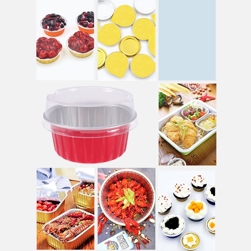 🍳 10 قطع أوعية خبز من الألومنيوم بسعة مل مقاومة للحرارة لون أحمر للاستخدام في تحضير الكعك والحلويات - Image 3