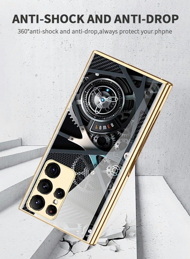 GROIC Samsung Galaxy S22 Ultra Phone Case, Galaxy S22 Ultra Phone Case Slim Tempered Glass Phone Case, Fashion Plating PC Back Cover Case, Luxury Mechanic Drop Resistant Phone Case - Image 4