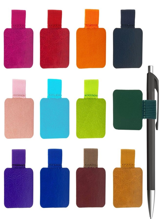 KYLELOVE Pen Holder for Notebook 12 Pack Self-Adhesive Leather Pencil Holders Elastic Loop Sticky Notebook Pen Holder for Notebooks Journals Calendars Planner Bible - Image 1