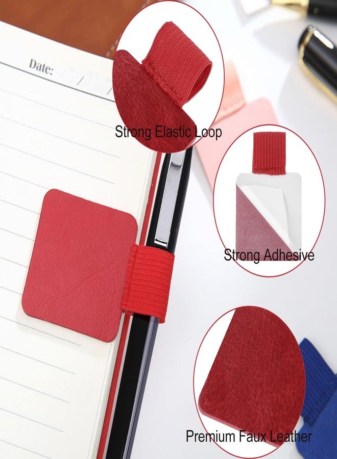 KYLELOVE Pen Holder for Notebook 12 Pack Self-Adhesive Leather Pencil Holders Elastic Loop Sticky Notebook Pen Holder for Notebooks Journals Calendars Planner Bible - Image 2