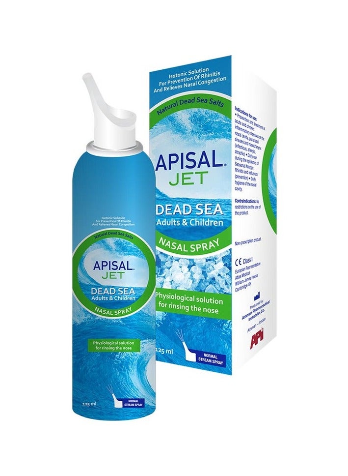 Apisal Jet Dead Sea Nasal Spray – 125 ml, Mineral-Rich Physiological Solution for Allergy Relief & Nasal Hygiene