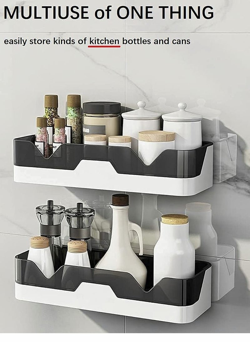 SYOSI Shower Caddy Shelf Organizer, 2-Pack, Separable - No Drilling, Double Layer Adhesive, for Toilet, Dorm and Kitchen ( grey+gold ) - Image 2