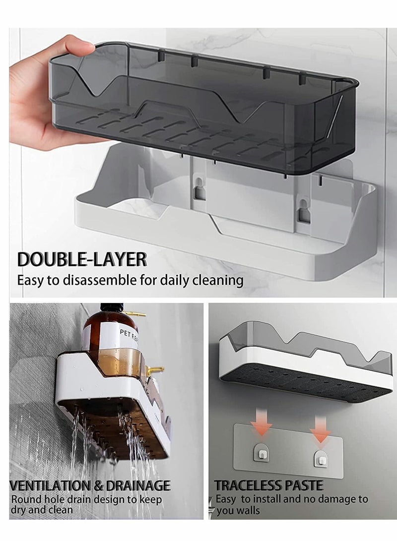 SYOSI Shower Caddy Shelf Organizer, 2-Pack, Separable - No Drilling, Double Layer Adhesive, for Toilet, Dorm and Kitchen ( grey+gold ) - Image 4