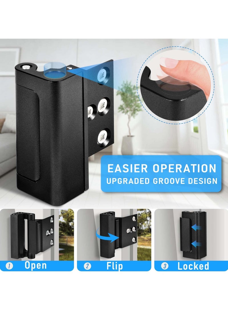 SYOSI Lock Home Security Door Reinforcement, 3Pack Childproof Safety Door Lock Latch Inside Stopper, Add High Security to Prevent Home Unauthorized Entry, Aluminum Construction Finish Black  - Image 5