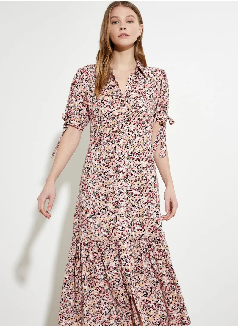 trendyol Floral Print Shirt Dress