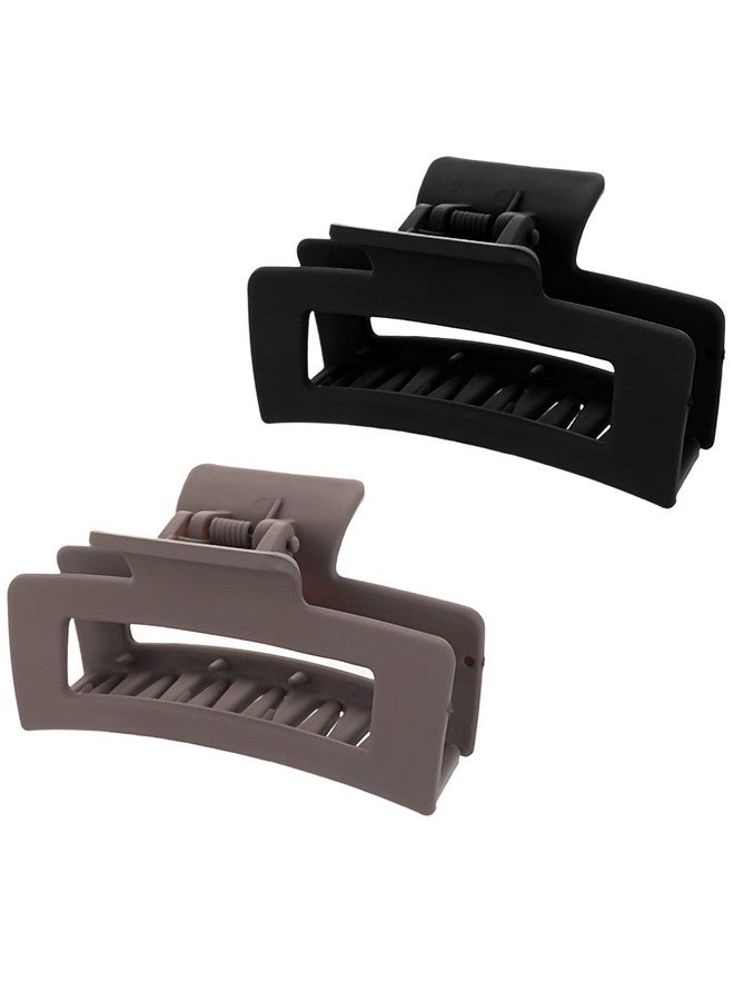 ولهيف مشابك شعر WLLHYF مربعة الشكل، قطعتان، مقاس 3.5 بوصة، غير لامعة، غير قابلة للانزلاق، مشابك شعر متوسطة الحجم، مشابك موزة أنيقة، تثبيت قوي، إكسسوارات تصفيف الشعر السميكة والرفيعة للنساء والفتيات - Image 2