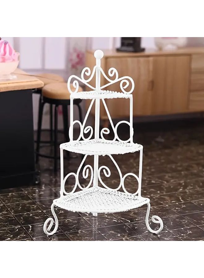 White Miniature Metal Dollhouse Triangle Flower Stand 1 12 Scale Iron Ornate Swirl Design Multi Tiered Garden Scene Accessory For Pocket Dollhouses Dollhouse Furniture Elegant Decor - Image 5
