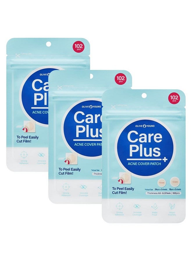 OLIVE YOUNG Live Young Care Plus Spot Patch 3 Pack ; Hydrocolloid Acne Korean Spot Patch To Cover Zits Pimples And Blemishes For Troubled Skin And Face (204 Count 10Mm*144Ea + 12Mm*60Ea)  - Image 1