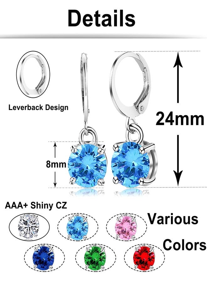 تورنيتو مجموعة أقراط تورنيتو المتدلية ذات المشبك الخلفي، 6 أزواج، أقراط دائرية متعددة الألوان مرصعة بالزركون المكعب للنساء - Image 2
