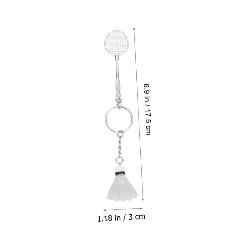 White Badminton Keychain Tennis Racket Pendant Basketball Accessories - Image 3