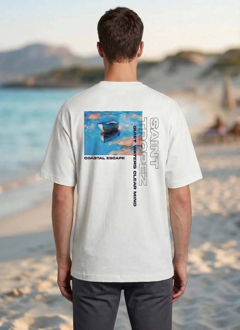 نوبيرو Men Oversized Graphic Printed T-shirt