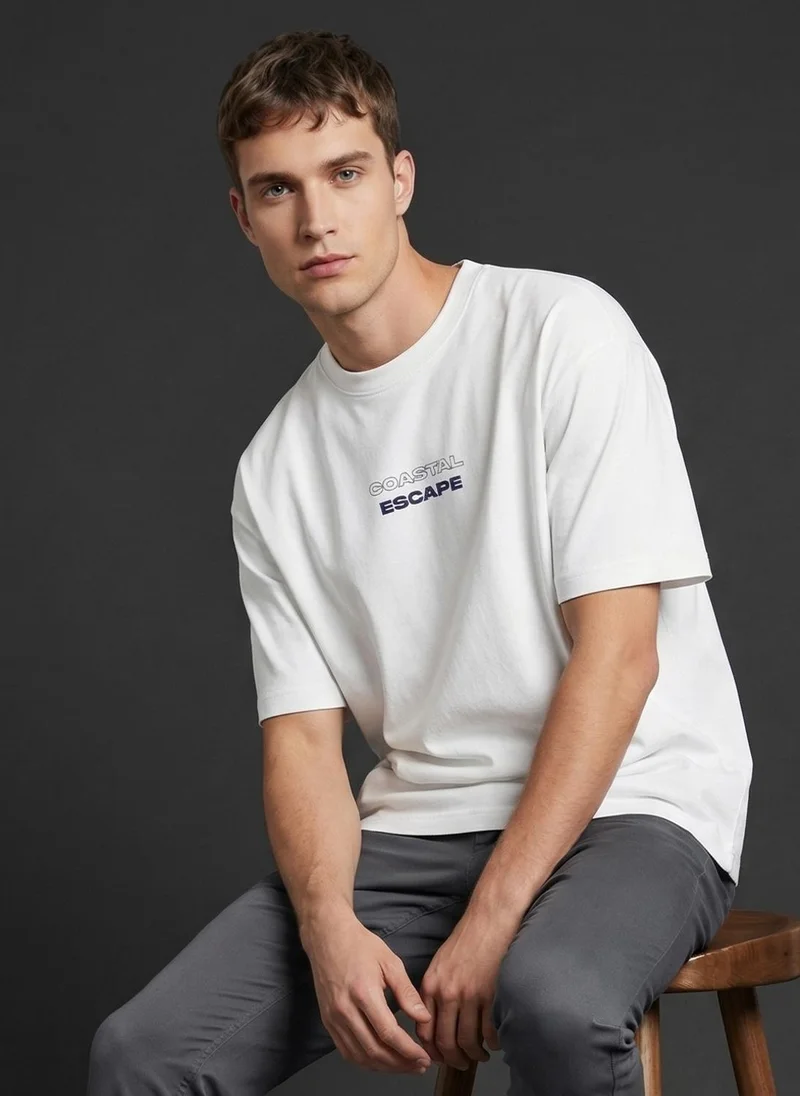 Nobero White Men Oversized Graphic Printed T-shirt for Men | Best Price UAE