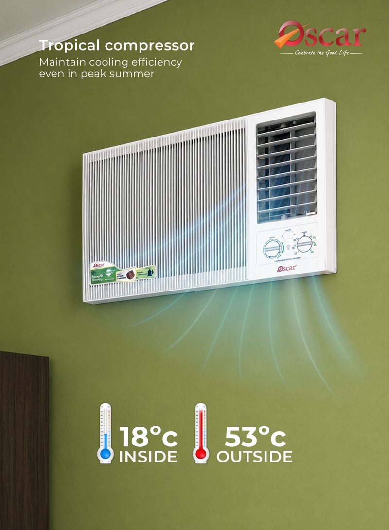 OSCAR 2 Ton Window Air Conditioner 21,500 BTU | Powerful Cooling, GMCC Rotary Compressor, R410A Refrigerant, Energy Efficient, Heavy Duty Window AC for Home & Office – OWC2400C - Image 3