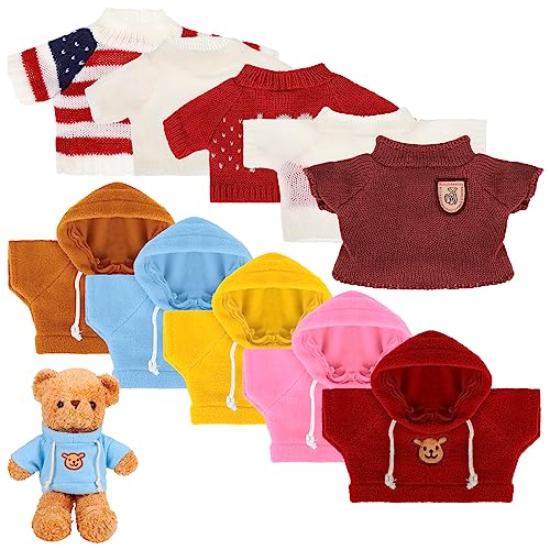Fuyamp 10 Pcs Bear Clothes Tee Doll Clothes Bear Hoodie Sweater Fit 1418 Inches Bears Include Cute Clothes Glasses Hat Kawaii Plush Doll Clothes DIY Bear Toy - Image 1