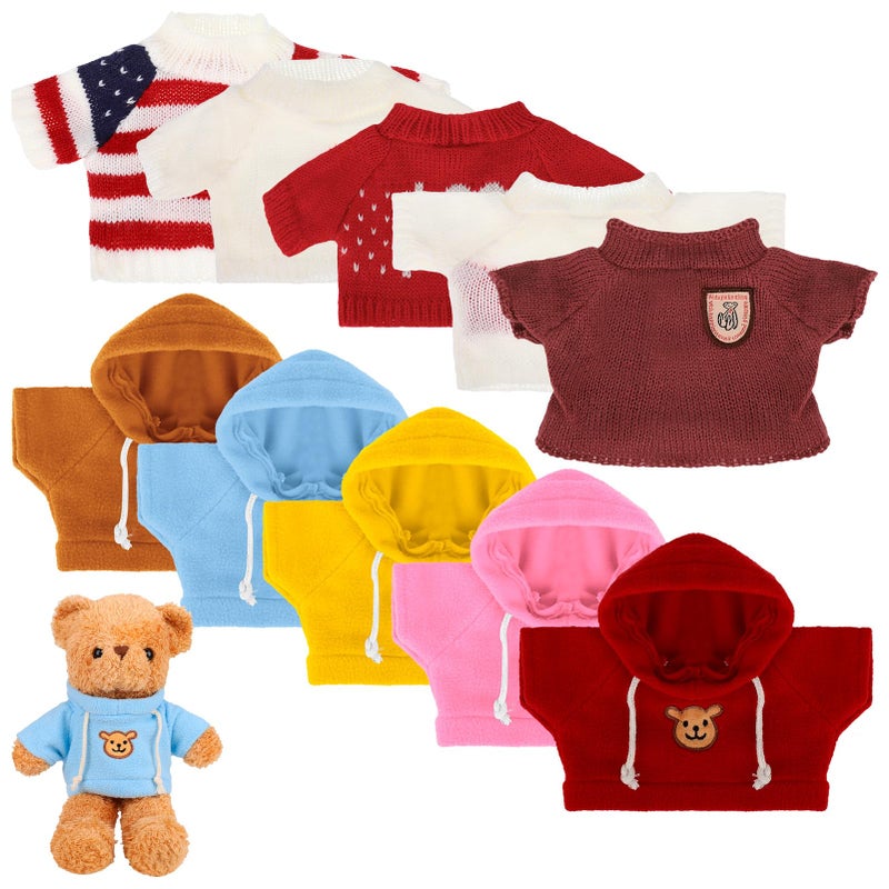 Fuyamp 10 Pcs Bear Clothes Tee Doll Clothes Bear Hoodie Sweater Fit 1418 Inches Bears Include Cute Clothes Glasses Hat Kawaii Plush Doll Clothes DIY Bear Toy - Image 2