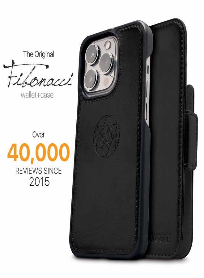 Dreem Fibonacci compatible with iPhone 14 Pro Max wallet case / 2-in-1 shockproof case and detachable vegan leather folio, MagSafe compatible, RFID protection [Black] - Image 4