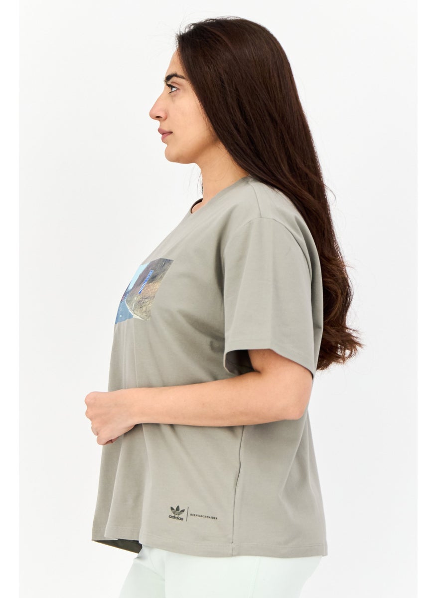 adidas Originals Adidas Originals x KseniaSchnaider Women Sportswear Fit Short Sleeves Outdoor T-shirt, Grey Smoke  - Image 4