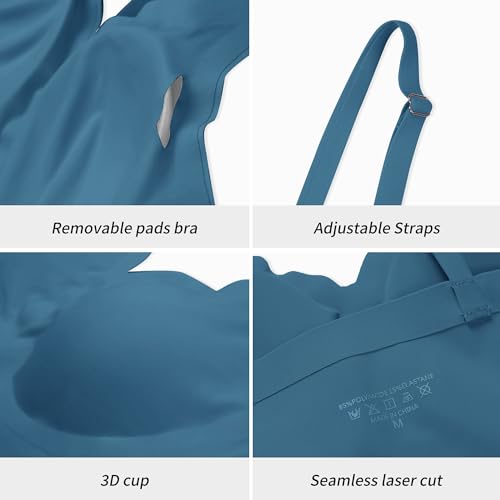 DEANGELMON 4 Pieces V Neck Bralettes Padded Seamless Adjustable Straps Bra Everyday Basic Sleeping Bras (4P8,L) - Image 5