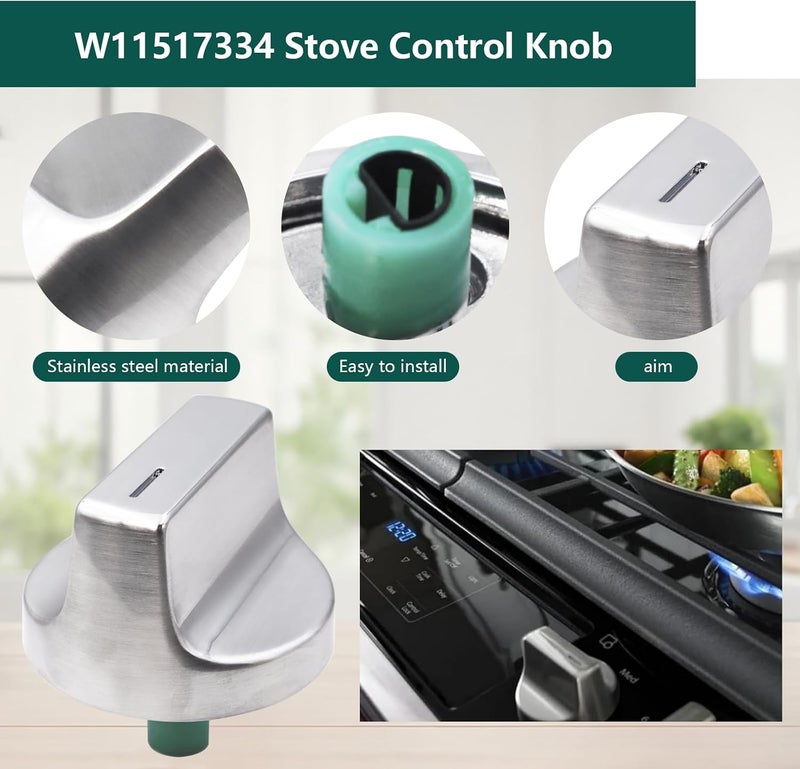 مقابض المواقد W11517334 مناسبة لأجزاء مواقد الغاز من شركة Whirlpool، وتتوافق مع مقابض التحكم في الطهي W10850033 وW11122869 وW11458842 الخاصة بشركة Whirlpool. - Image 5