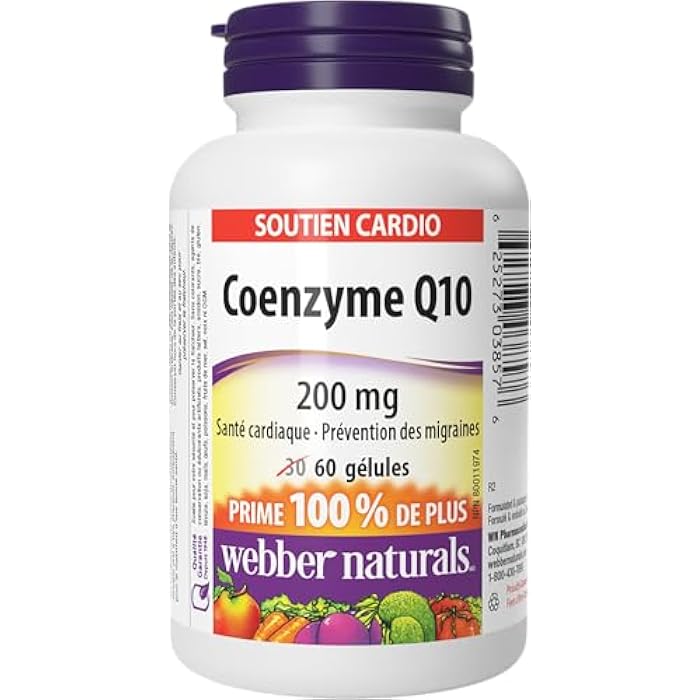 Webber Naturals Coenzyme Q10 (CoQ10) 200 mg, 60 Softgels, High Potency Antioxidant Supplement, for Heart Health and Cellular Energy Production, 60 Day Supply, Gluten Free - Image 2