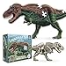 Genius Games Tyrannosaurus Rex Dinosaur Jigsaw Puzzle 100Piece Double Sided Floor Puzzle with GlowinTheDark Skeleton On Other Side 4 FT Scientifically Accurate Dino Illustration Educational Toy for Kids - Image 2