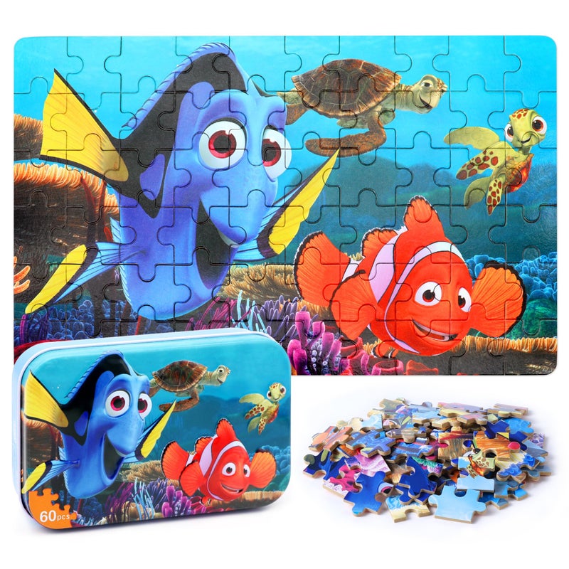 LELEMON Ocean Puzzles for Kids Ages 46Underwater World 60 Piece Puzzles for Kids Ages 48Children Jigsaw Puzzles in a Metal BoxEducational Learning Puzzle Toys for Girls and Boys - Image 3