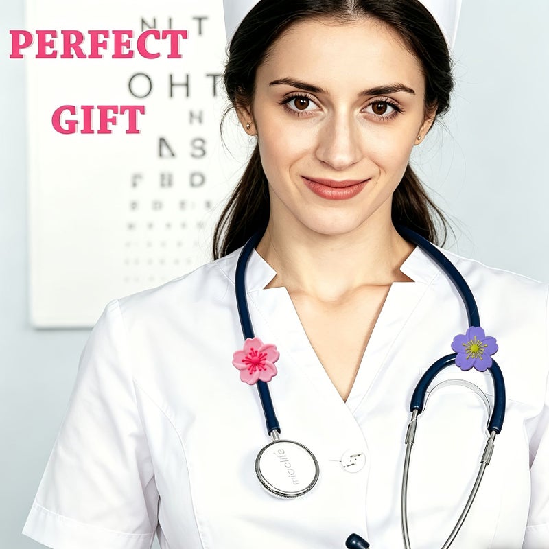 Cherry Blossom Stethoscope ID Tag Set Of 5 Unique Nurse Accessory - Image 1