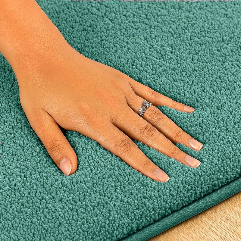 enera Microfibre Bath Mat | Soft & Absorbent 1700 GSM Rug | Non-Slip Latex Backing | Quick Dry, Washable Multipurpose Floor Mat for Bathroom, Bedroom, Kitchen & Home (Stello 40 x 60 cm) (Aqua) - Image 3