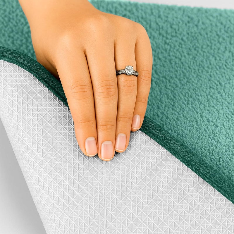 enera Microfibre Bath Mat | Soft & Absorbent 1700 GSM Rug | Non-Slip Latex Backing | Quick Dry, Washable Multipurpose Floor Mat for Bathroom, Bedroom, Kitchen & Home (Stello 40 x 60 cm) (Aqua) - Image 4