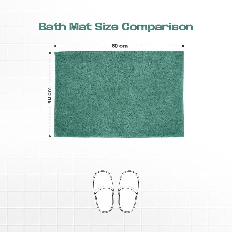 enera Microfibre Bath Mat | Soft & Absorbent 1700 GSM Rug | Non-Slip Latex Backing | Quick Dry, Washable Multipurpose Floor Mat for Bathroom, Bedroom, Kitchen & Home (Stello 40 x 60 cm) (Aqua) - Image 2