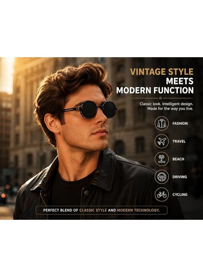 1-9 Gears Adjustable Tint Sunglasses, Rounded Polarized Glasses with ND Filter Lenses, Polarized Sunglasses for Men, Lightweight Sun Glasses with UV Protection for Driving Fishing - Image 3