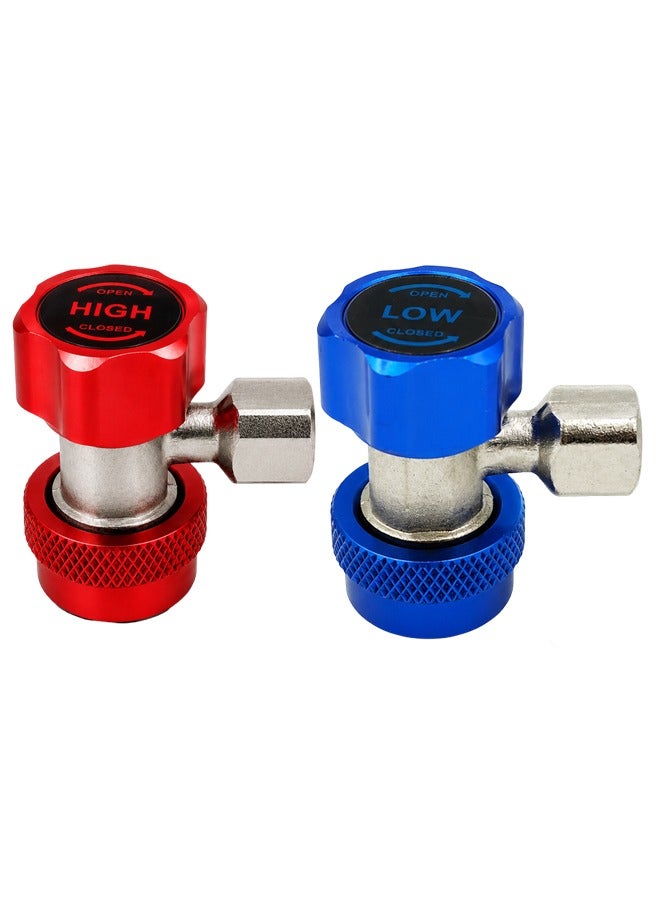 DEFAONS Universal R134A  Low Side Quick Coupler Adapter Set for Car AC Refrigerant Charging, Auto Air Conditioning Service Connector Valve, HVAC Recharge Tool Fitting, Blue Metal AC Charging Coupler for Vehicle Air Conditioner Maintenance 2PCS . NO - 4240 - Image 1