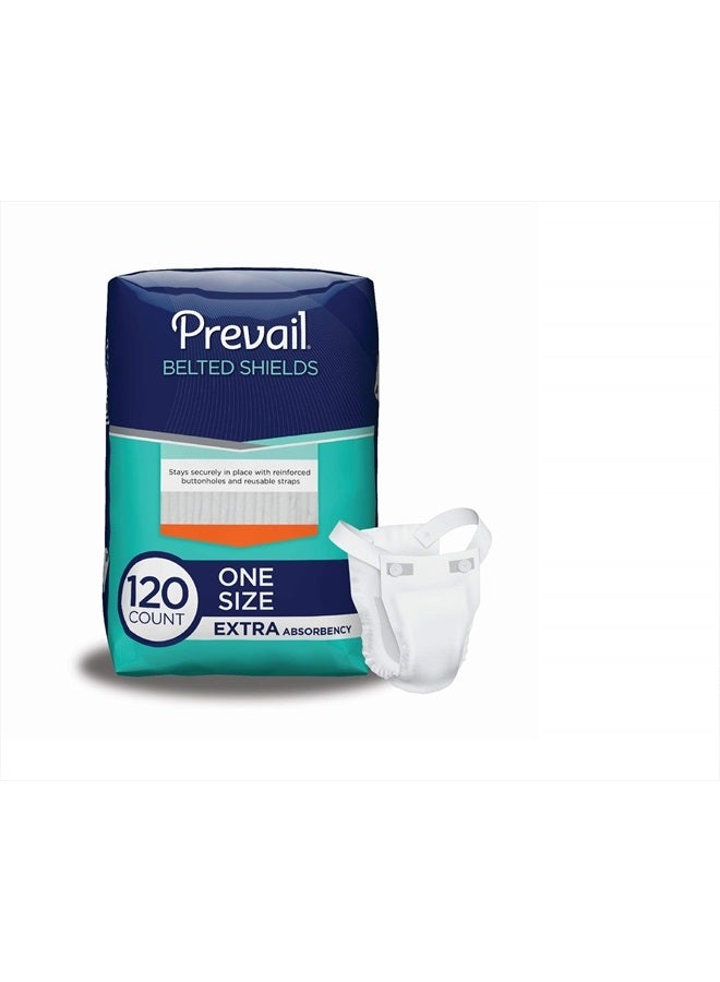 Prevail Incontinence Unisex Belted Shields, Disposable Adult Belted Shield for Men & Women - Extra Absorbency - 120 Count (4 Packs of 30)  - Image 1
