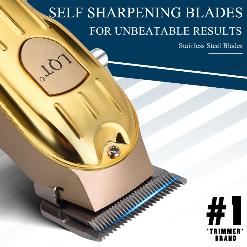 LQT Professional Hair Clipper Set, Gold, LED Display, with Trimmer, 8 Guide Combs, Barber Shaver Set, with Travel Case and Haircut Cape (Gold) - Image 3