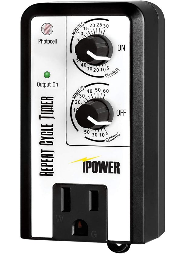 iPower Short Period Repeat Intermittent 3 Cycle Mode Interval Timer for Day Night 24 Hour Black