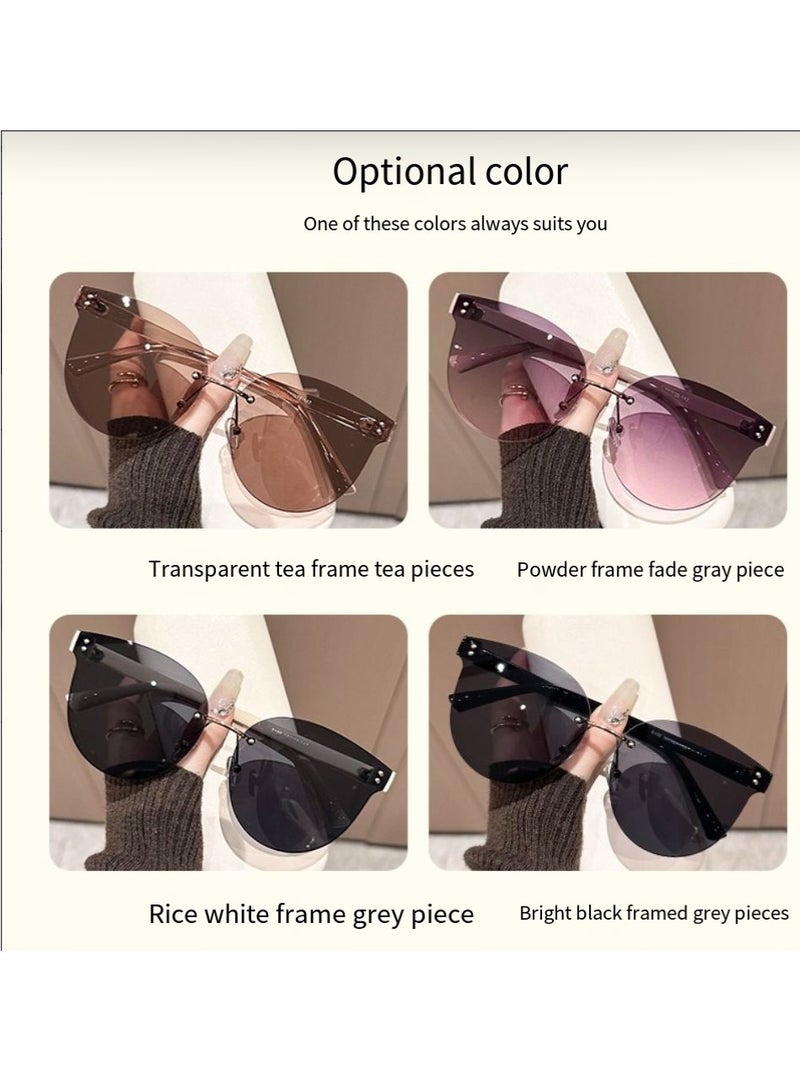 عام نظارة شمسية نسائية، إطار بيضاوي كبير جديد، لون متدرج عالي الجودة، حماية من الأشعة فوق البنفسجية، متعددة الاستخدامات وعصرية، نظارة شمسية كبيرة الحجم - Image 3