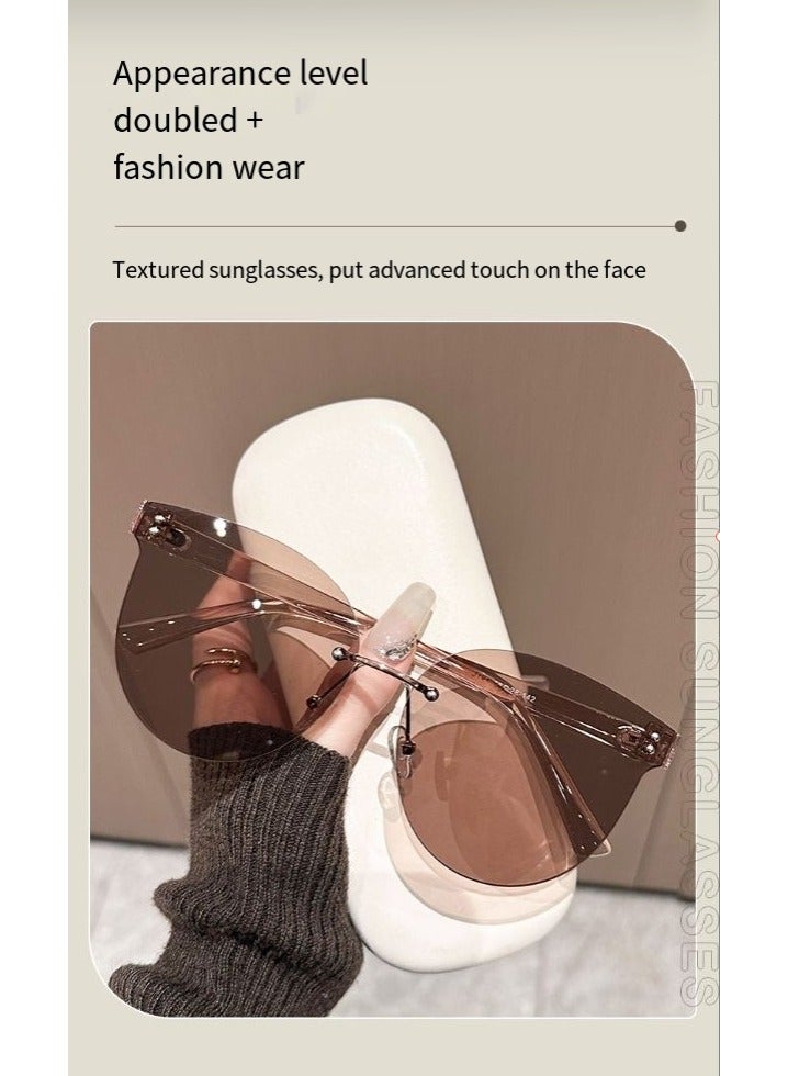عام نظارة شمسية نسائية، إطار بيضاوي كبير جديد، لون متدرج عالي الجودة، حماية من الأشعة فوق البنفسجية، متعددة الاستخدامات وعصرية، نظارة شمسية كبيرة الحجم - Image 5