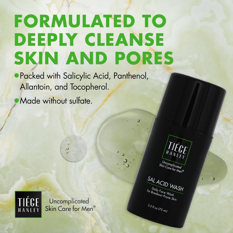 Tiege Hanley Salicylic Acid Cleanser for Men, Gentle Deep-Cleansing Face Wash for Acne-Prone Skin, Helps Remove Impurities & Control Oil, Refines Skin Texture & Pores, Menâ€™s Skin Care, 2.5 FL Oz - Image 4