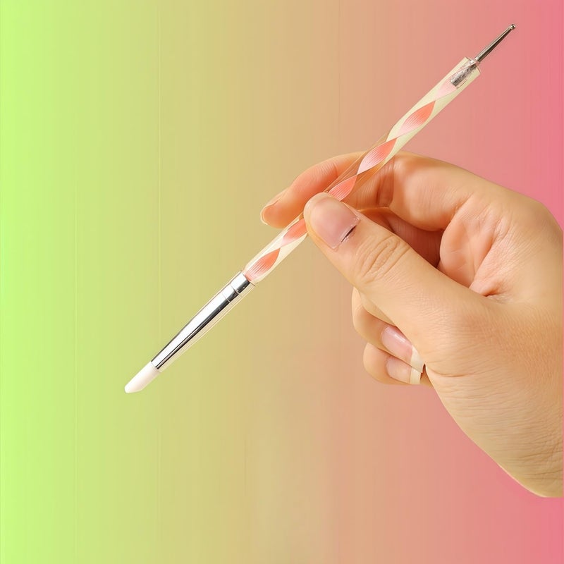 HomTop 5PCS Dual-Ended Nail Art Dotting Tools â€“ Silicone Sculpting Pens & Ball Stylus Set for Gel Polish, Builder Gel, Chrome Powder, 3D DIY Nail Art Design & Manicure Decoration - Image 5