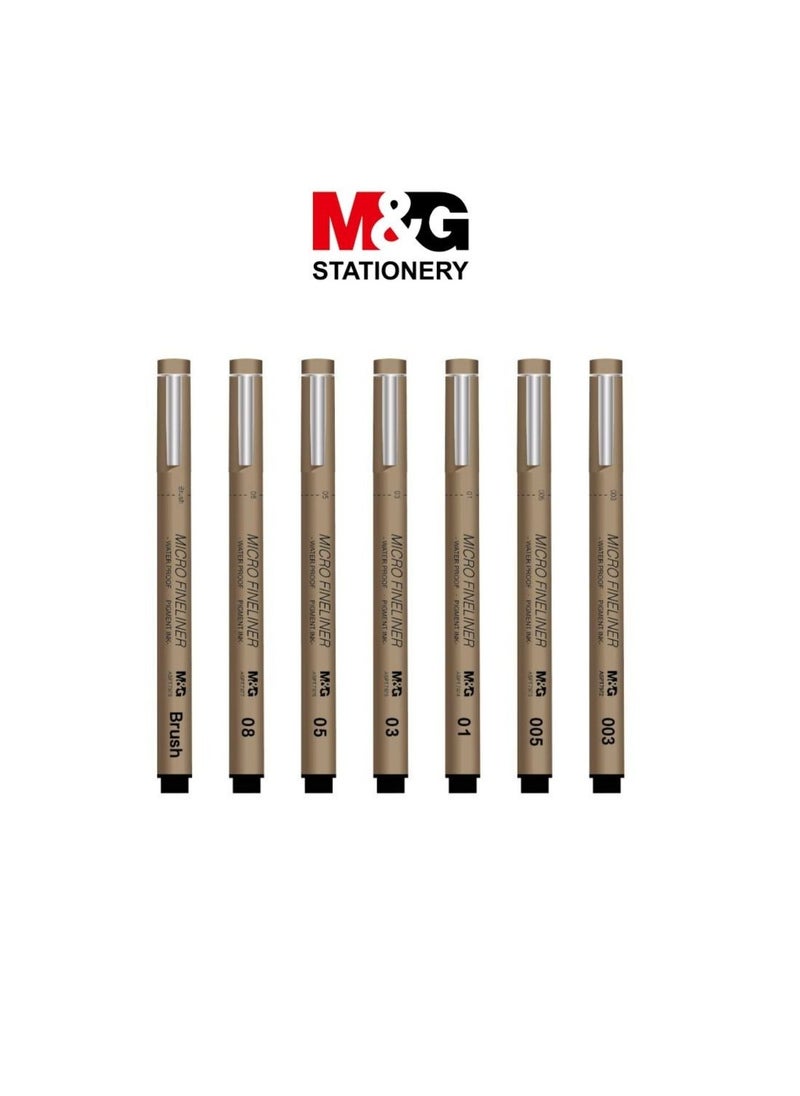 M&G - M&G Chenguang Micro Fineliner Drawing Pen , Micron Drawing Pen Tip - Set Of 7 - No:ASPT7971 - Image 1