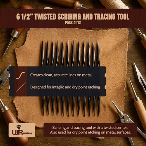 UJ Ramelson Co UJ Ramelson Twisted Scriber Needle for Intaglio and Dry Point Etching, Metal Scribe, Scribing and Tracing Tools, Printmaking Supplies, Pack of 12 - Image 2