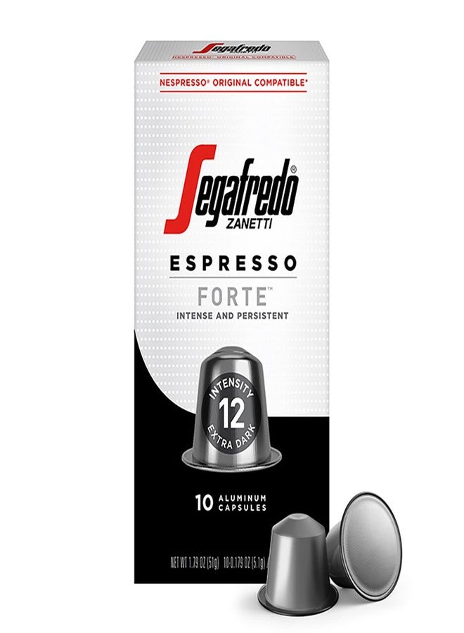 Segafredo Zanetti Espresso Capsules - Aluminum Pods for Nespresso Original Machines - Extra Dark Roast Premium Espresso with a Bold Aroma - Smoky, Intensity 12 - Forte, 10 Count - Image 1