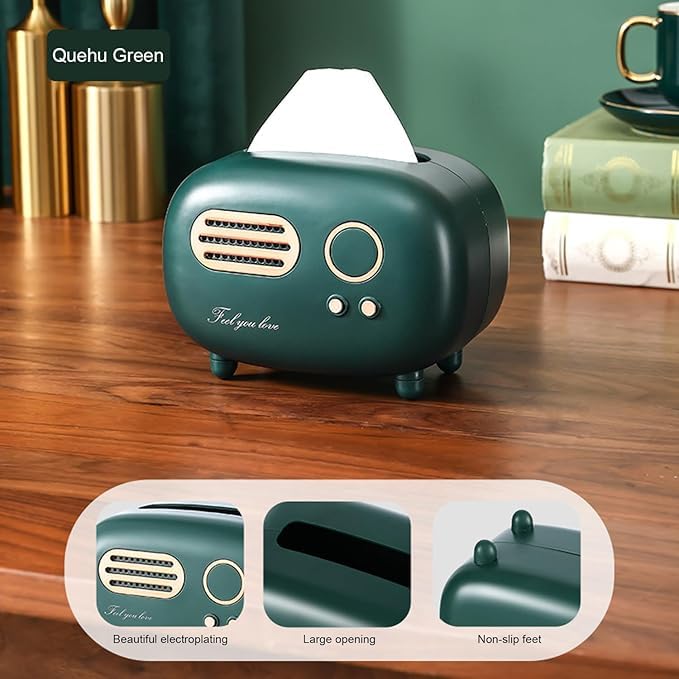 Shrux Modern and Multi-Purpose Tissue Holder Box-Sleek Design,Easy to Refill&Perfect for Enhancing the Look of Your Bedroom,Kitchen,orWorkspace|Radio Decorative and Functional Tissue Dispenser (Green) - Image 3
