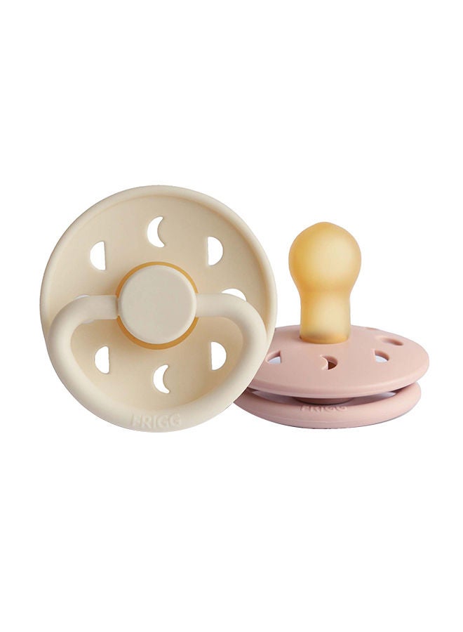 FRIGG Pack Of 2 Moon Phase Latex Baby Pacifier 0-6M, Blush/Cream - Size 1
