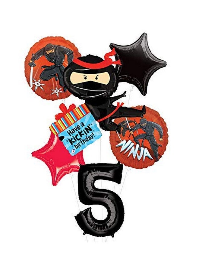 Mayflower Products Ninja Birthday Party Supplies Have A Happy Kickin 5Th Birthday Balloon Bouquet Decorations - Image 1