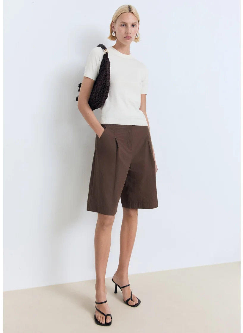 مانجو Short-Sleeved Fine-Knit Sweater