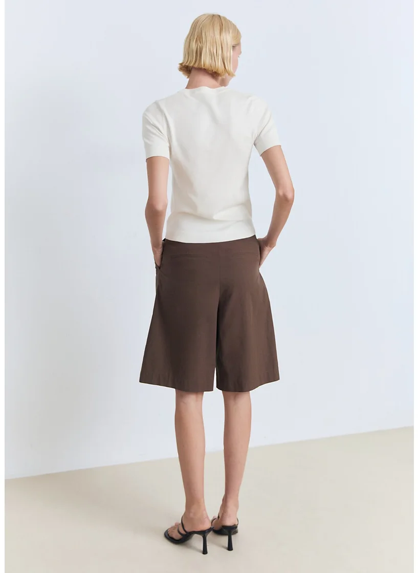 مانجو Short-Sleeved Fine-Knit Sweater