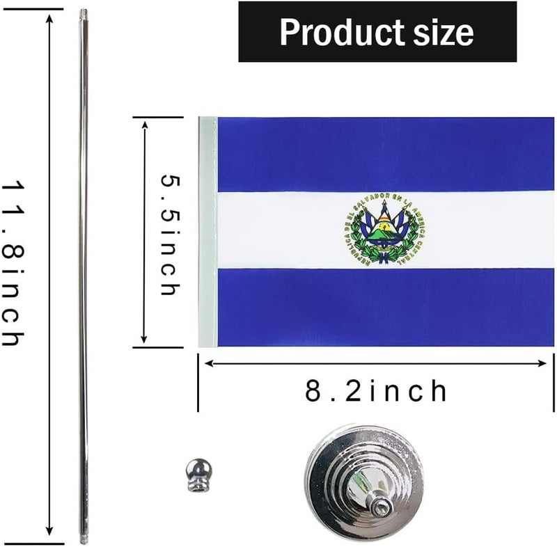 mflagperft El Salvador Flag Salvadorian Flags, Small Mini Salvadorian Desk Flag, Used for Table Office Classroom Home Patriotic Events Decorations - Image 2