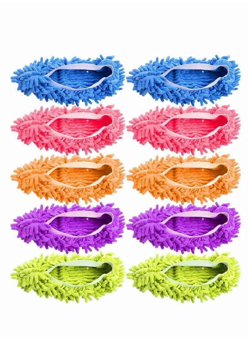 Excefore - Duster Mop Slippers Shoes Cover, Multi-Function Soft Washable Reusable Microfiber Foot Socks Floor Cleaning Floor House Tools Shoe Cover for Bathroom,Office,Kitchen, 5 Pairs - Image 1