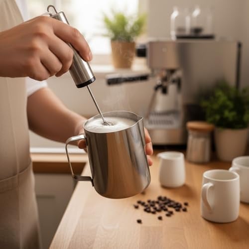 FINALITY Stainless Steel Milk Frother Steamer Cup - Coffee Tools Cup -Foam Making for Coffee Matcha Chai Cappuccino Latte & Hot Chocolate (300ml) - Image 3